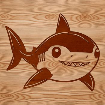 A stylized illustration of a shark in a graphic format suitable for digital design.