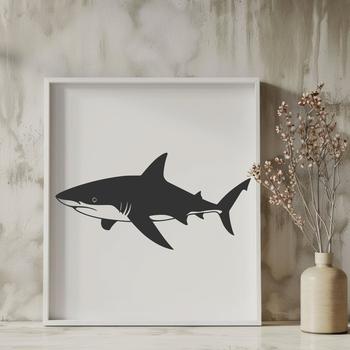 A detailed illustration of a shark, a wild sea creature found in oceans worldwide.