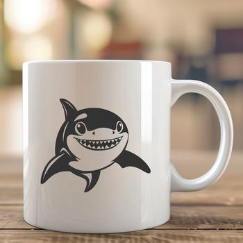 A stylized illustration of a shark in a digital format.