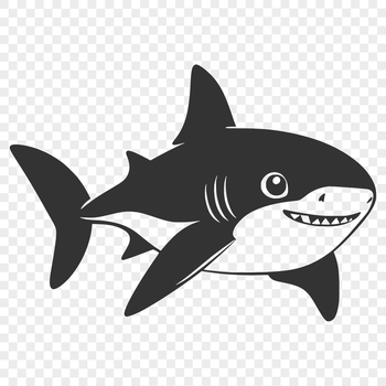 A cartoon shark designed as a vector graphic for crafting projects.