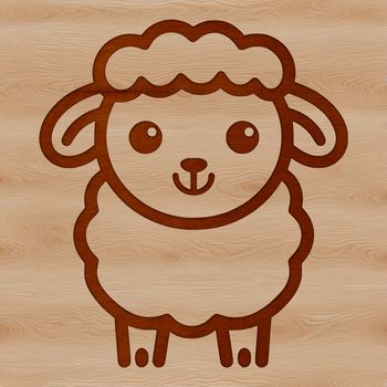 A simple line drawing of a farm animal, depicted as a sheep.