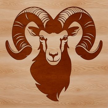 An illustration of a sheep's head in vector format.