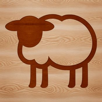 A simple line drawing of a farm animal, specifically a sheep, designed as vector art.