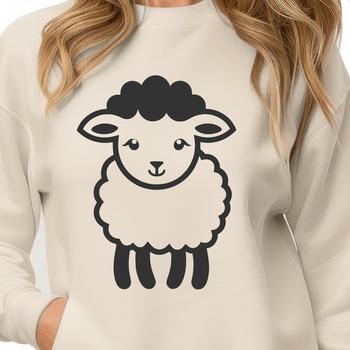 A simple line drawing of a farm animal, featuring the entire body of a sheep.