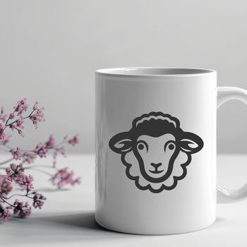 A simple line drawing illustration of a sheep's head, suitable for digital crafting and design projects.