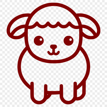 A simple line drawing of a full-body sheep, suitable for digital design and cutting machines.