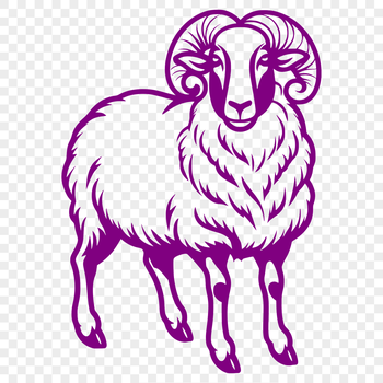A detailed illustration of a ram's full body on a white background, suitable for vector graphics.