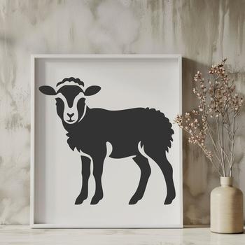 A high-quality illustration of a full-body sheep on a farm, suitable for vector art design.