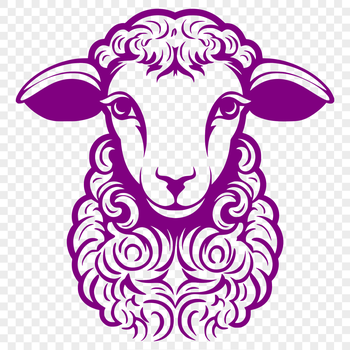A detailed illustration of a sheep's head, suitable for vector design or commercial use in digital formats such as SVG.