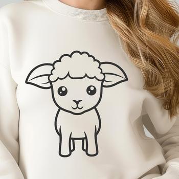 An illustration of a sheep in outline form, ideal for use as clip art or vector graphics.
