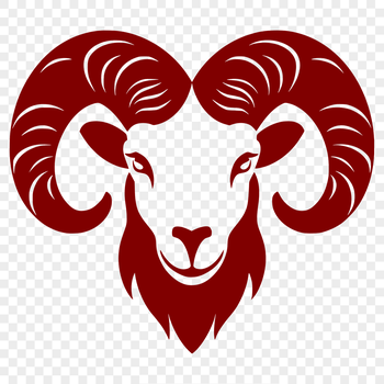 A stylized illustration of a farm animal's head with distinctive features.