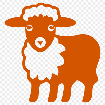 A simple line drawing of a sheep's full body.