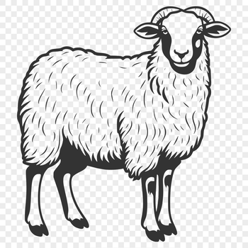 A full body illustration of a sheep in profile, suitable for vector art projects.