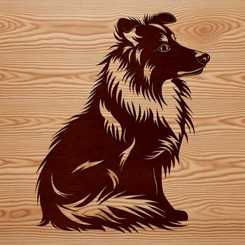 A portrait of a Shetland Sheepdog sitting calmly, depicted as vector art.