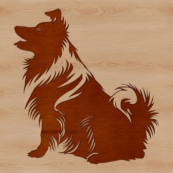 A high-quality vector illustration of a seated Shetland Sheepdog, suitable for digital design projects and commercial use.
