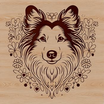 A stylized illustration of a small dog breed with long ears and a curled tail, suitable for vector art designs.