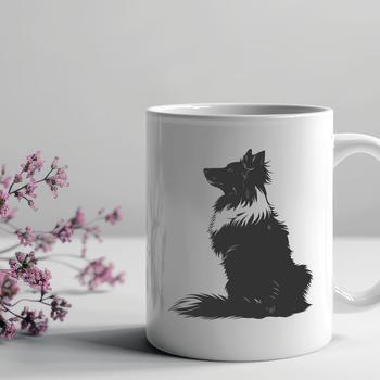 A sitting Shetland sheepdog breed dog animal illustration.