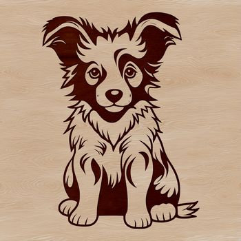A illustration of a seated Shetland sheepdog.