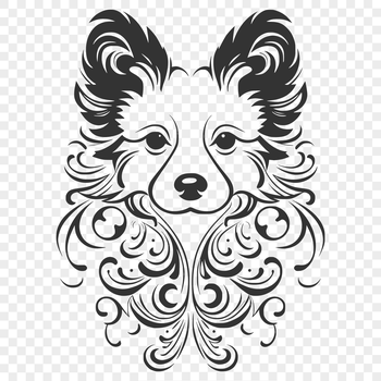 A vector illustration of the head of a Shetland sheepdog breed.