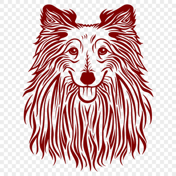 A high-quality digital illustration of a Shetland sheepdog's head, suitable for vector graphics design.