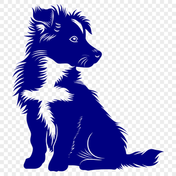 A full-body illustration of a Shetland sheepdog sitting on its hind legs, depicted in detailed vector art.