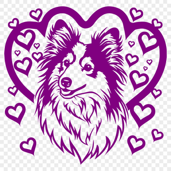 A detailed illustration of a Shetland Sheepdog's head, designed as vector art for various digital applications.