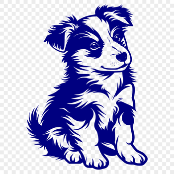 A sitting Shetland sheepdog breed depicted in full body outline.
