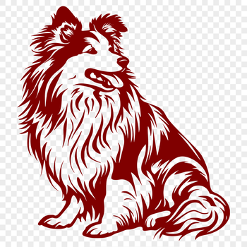 A high-quality vector illustration of a Shetland sheepdog sitting on its hind legs.