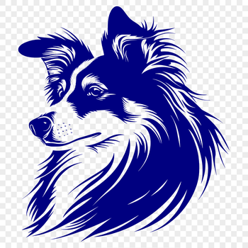 High-quality vector illustration of a Shetland Sheepdog's head, ideal for clip art and digital design.