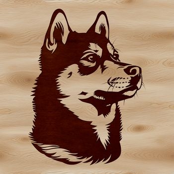 A detailed illustration of a Shiba Inu's head with intricate facial features.