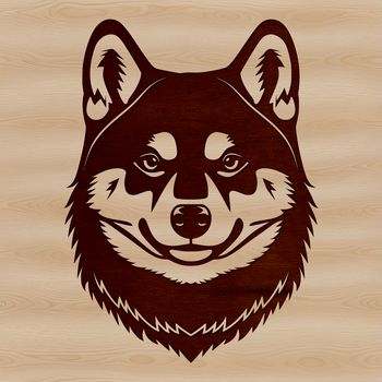 A detailed illustration of a Shiba Inu dog's head, suitable for vector design or commercial use.