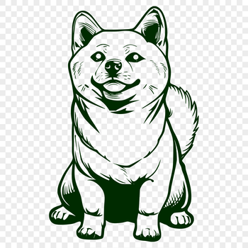 A full-body illustration of a seated Shiba Inu dog in vector format.