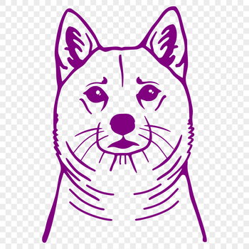A simple line drawing of a Shiba Inu dog's head, suitable for vector design and commercial or personal use.