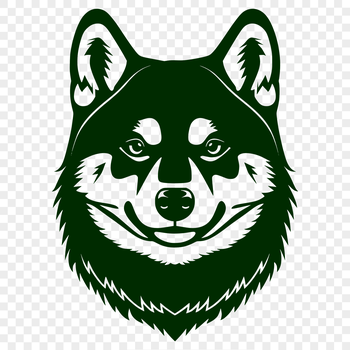 A detailed illustration of a Shiba Inu's head with bold lines and colors.