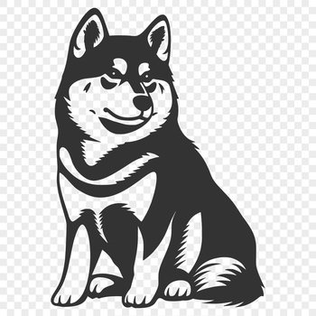 A full-body illustration of a sitting Shiba Inu dog in a vector format.