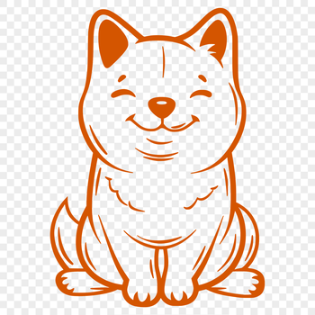 A digital illustration of a sitting Shiba Inu dog in full body view.
