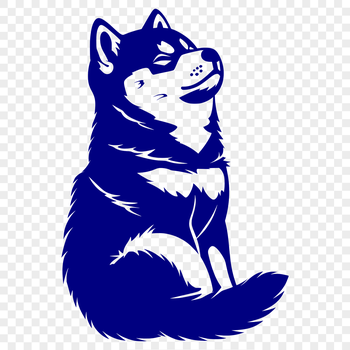 A detailed vector illustration of a sitting Shiba Inu dog from full body perspective.