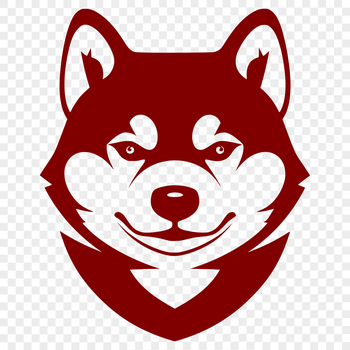 A detailed illustration of a Shiba Inu dog's head with vector lines and shapes.