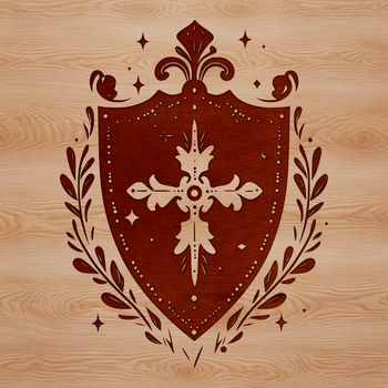 A graphic illustration of a decorative shield, suitable for vector art and design projects.