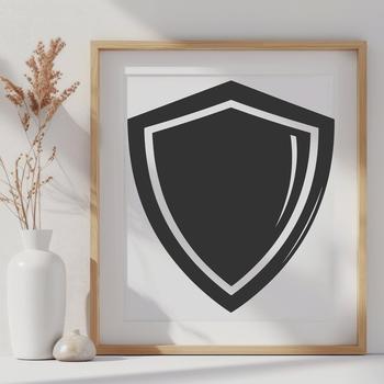 A stylized illustration of a shield designed for digital use.