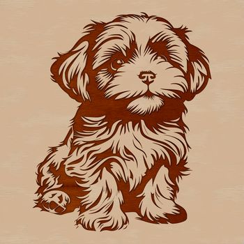 A small-sized Shih Tzu dog sitting on its hind legs, suitable as vector art for various designs.