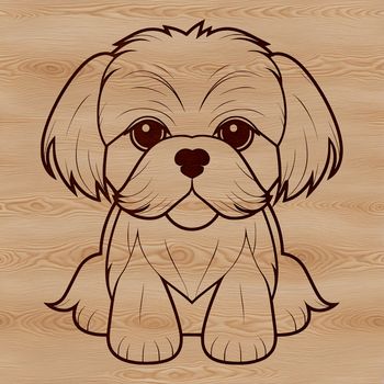 A sitting Shih Tzu dog, depicted in vector art style.