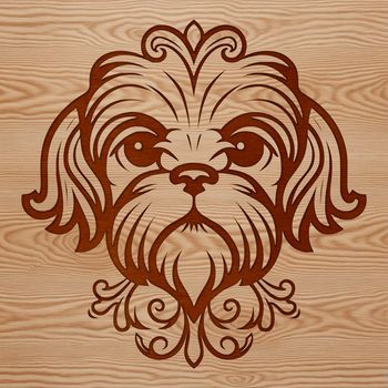 A small, ornate breed of dog with a distinctive head shape, suitable for clip art or vector design projects.