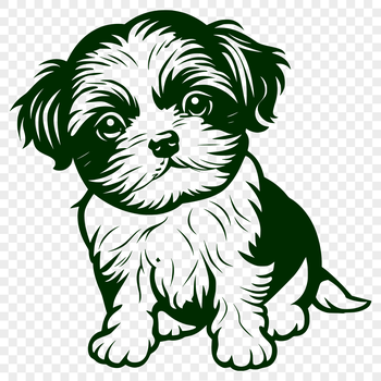 A full-body illustration of a sitting Shih Tzu dog with a cute expression.