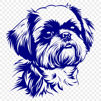 A digital illustration of a Shih Tzu's head, featuring the breed's distinctive features.