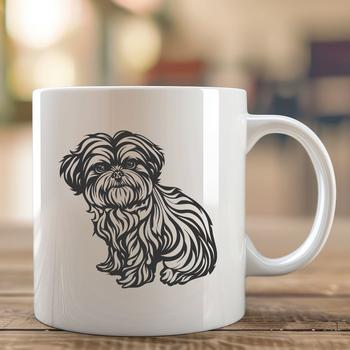 A small breed dog sitting upright, depicted in a simple vector illustration style.