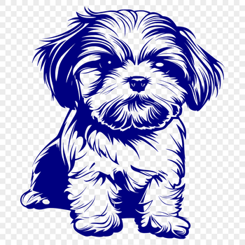 A small-sized dog breed, the Shih Tzu, depicted in full body sitting pose.