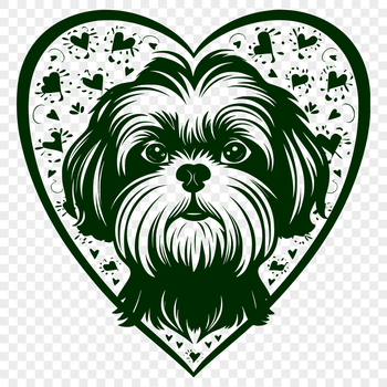 Close-up illustration of a Shih Tzu's head with floppy ears and a sweet expression.