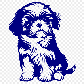A full-body illustration of a sitting Shih Tzu dog with cute facial expression.