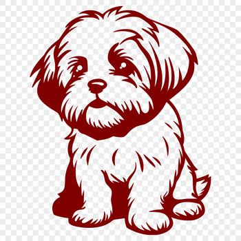 A full-body illustration of a sitting Shih Tzu dog breed with a cute expression.